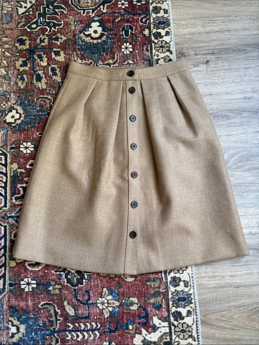 J. Crew Camel Wool Button-Front A-Line Skirt